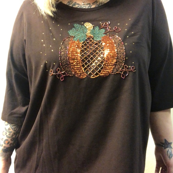 Sequined Pumpkin Blouse - Picture 3 of 5